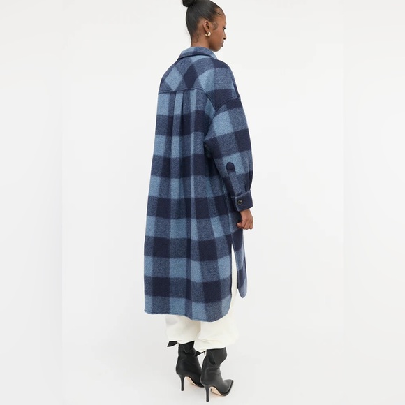 Isabel Marant Étoile Fontizi Checked Plaid Wool Blend Long Coat Shacket Size 1 - Picture 4 of 12